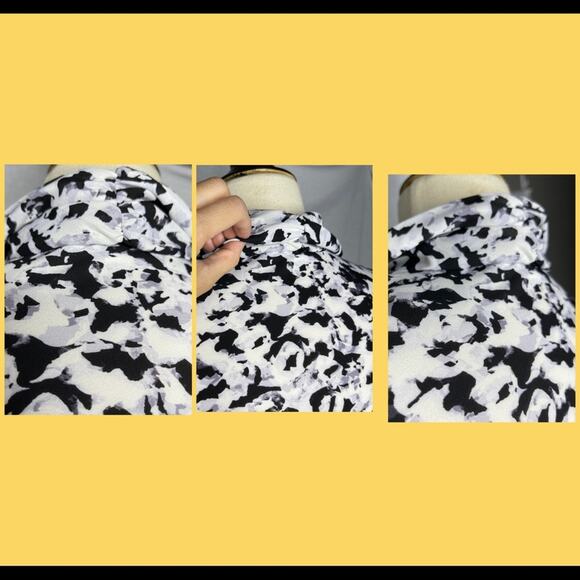 A9). Bar Iii Tie Neck Printed Blouse Black White XXS - Picture 12 of 15